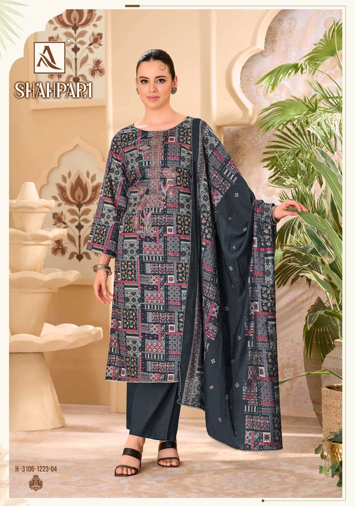 Alok Suit Shahpari Zaam Printed Pakistani Salwar Suit Material