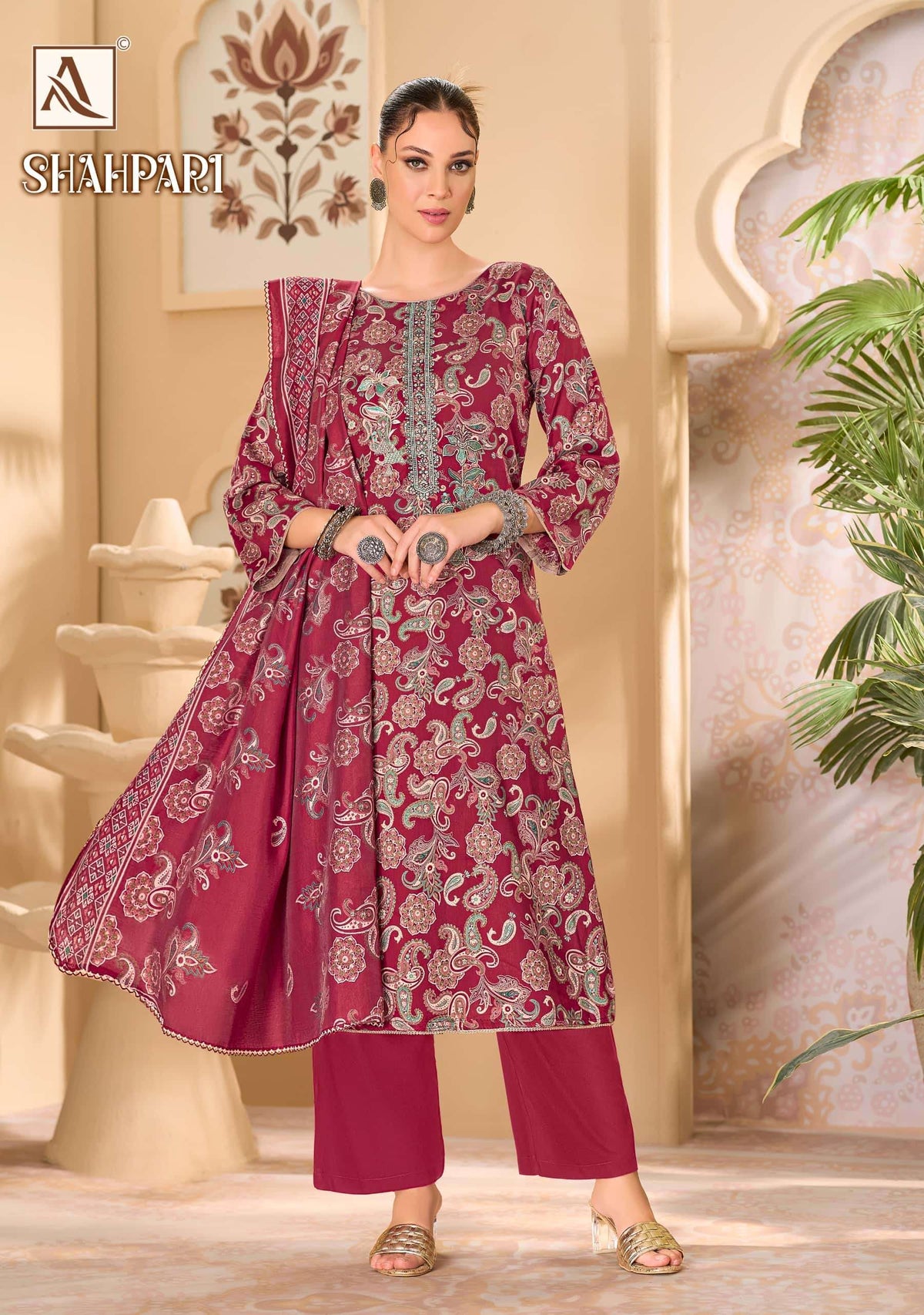 Alok Suit Shahpari Zaam Printed Pakistani Salwar Suit Material