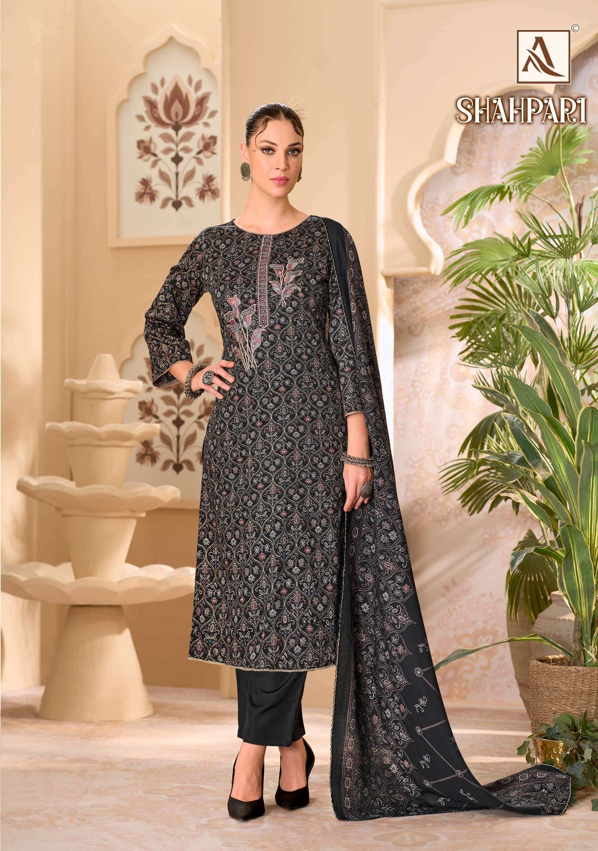 Alok Suit Shahpari Zaam Printed Pakistani Salwar Suit Material