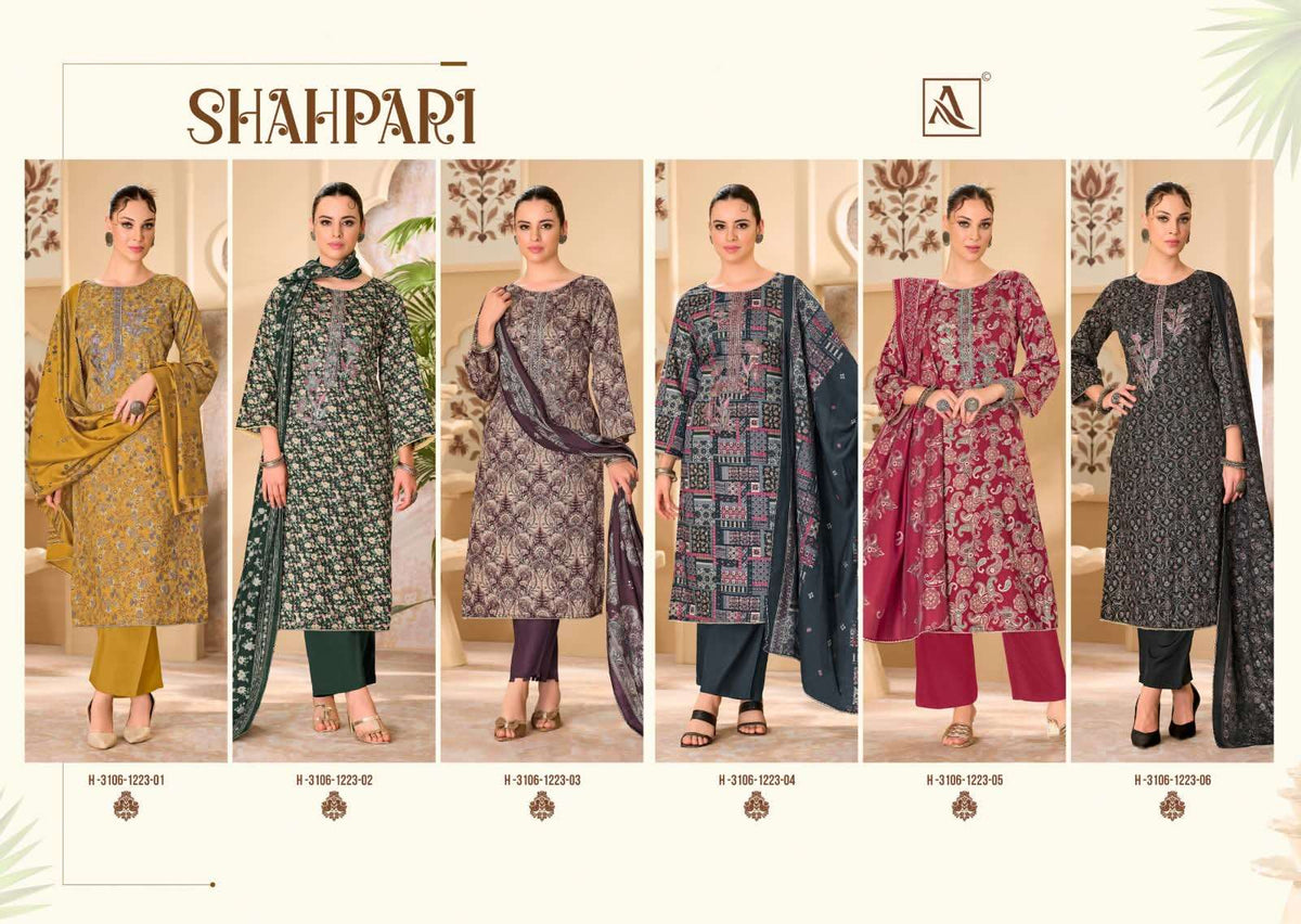 Alok Suit Shahpari Zaam Printed Pakistani Salwar Suit Material