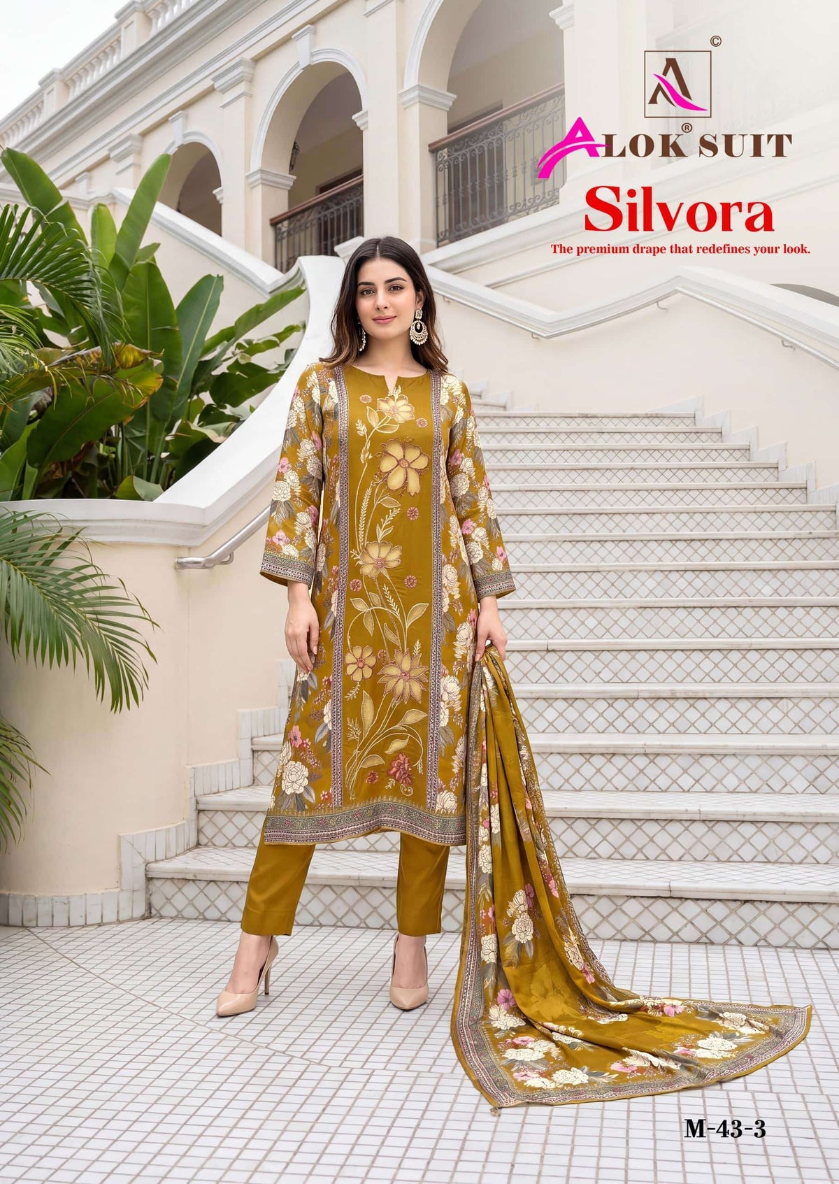 Alok Suit Silvora Viscose Muslin Digital Printed Dress Material