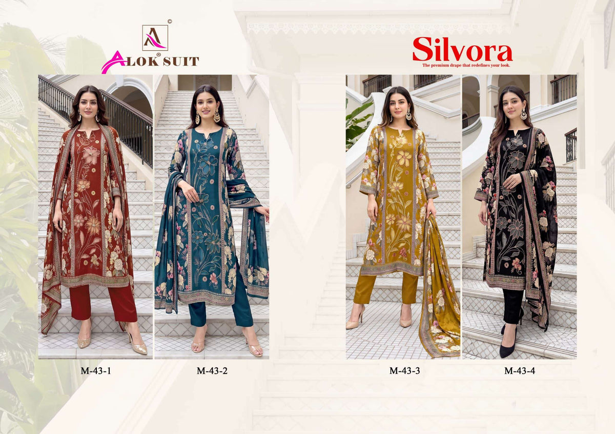 Alok Suit Silvora Viscose Muslin Digital Printed Dress Material