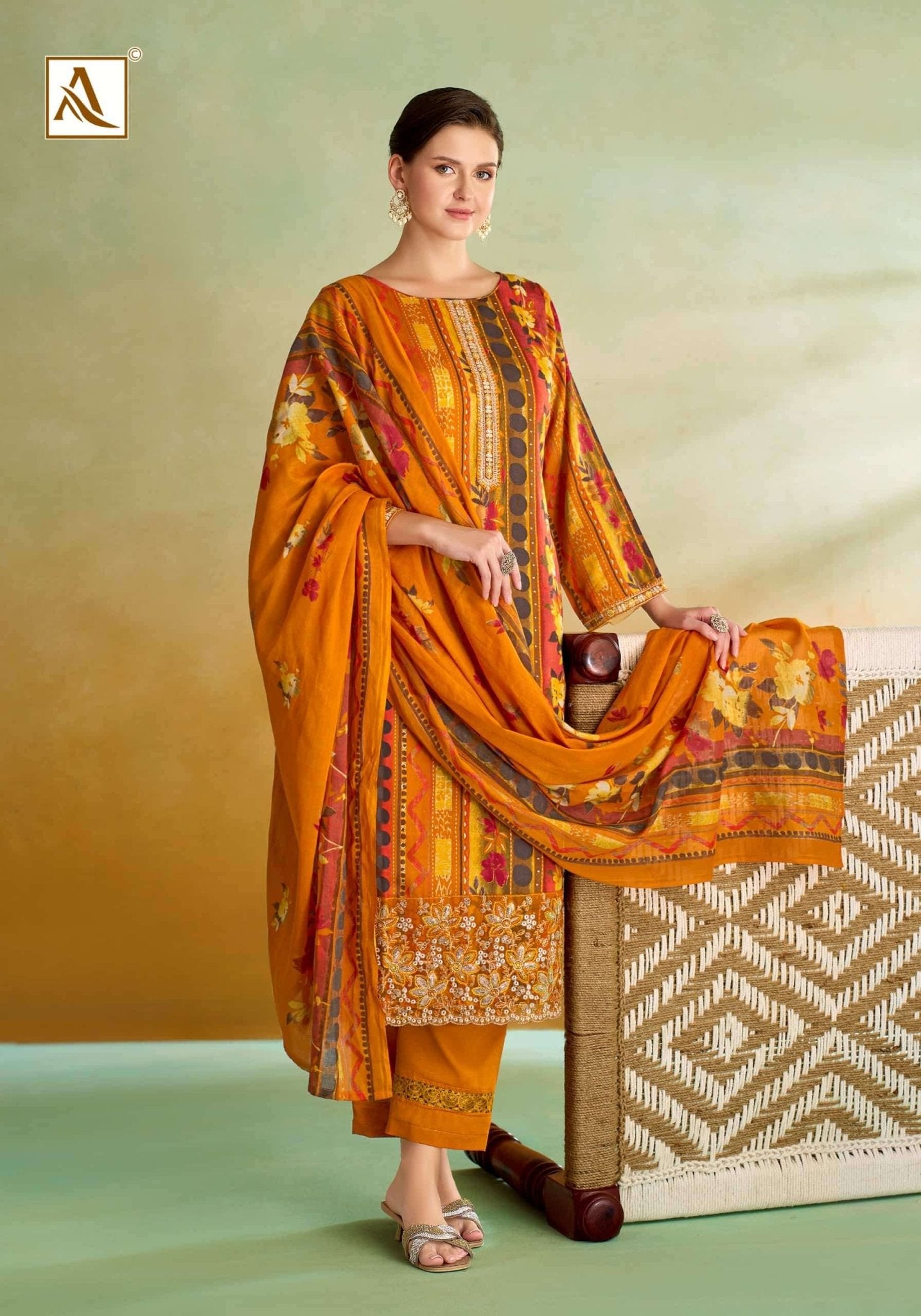Alok Suit Sitara Night Zam Cotton Dress Material - Amrah Wholesale