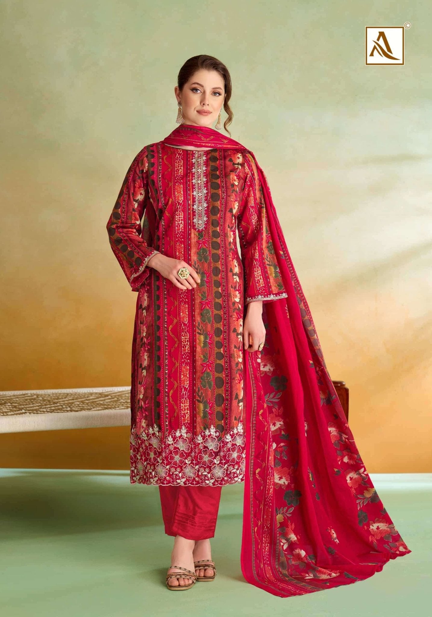 Alok Suit Sitara Night Zam Cotton Dress Material - Amrah Wholesale