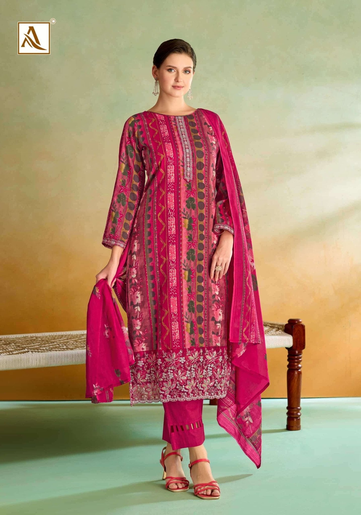 Alok Suit Sitara Night Zam Cotton Dress Material - Amrah Wholesale