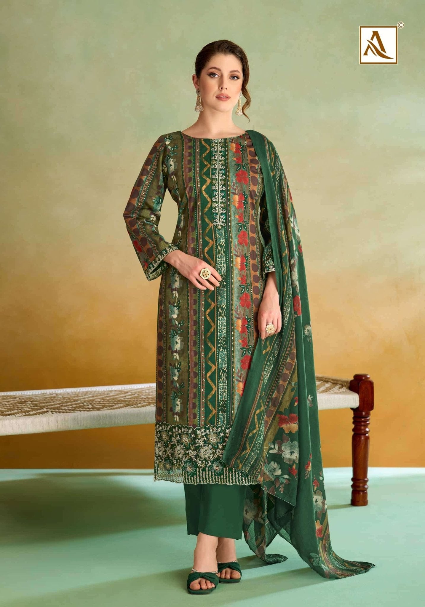 Alok Suit Sitara Night Zam Cotton Dress Material - Amrah Wholesale