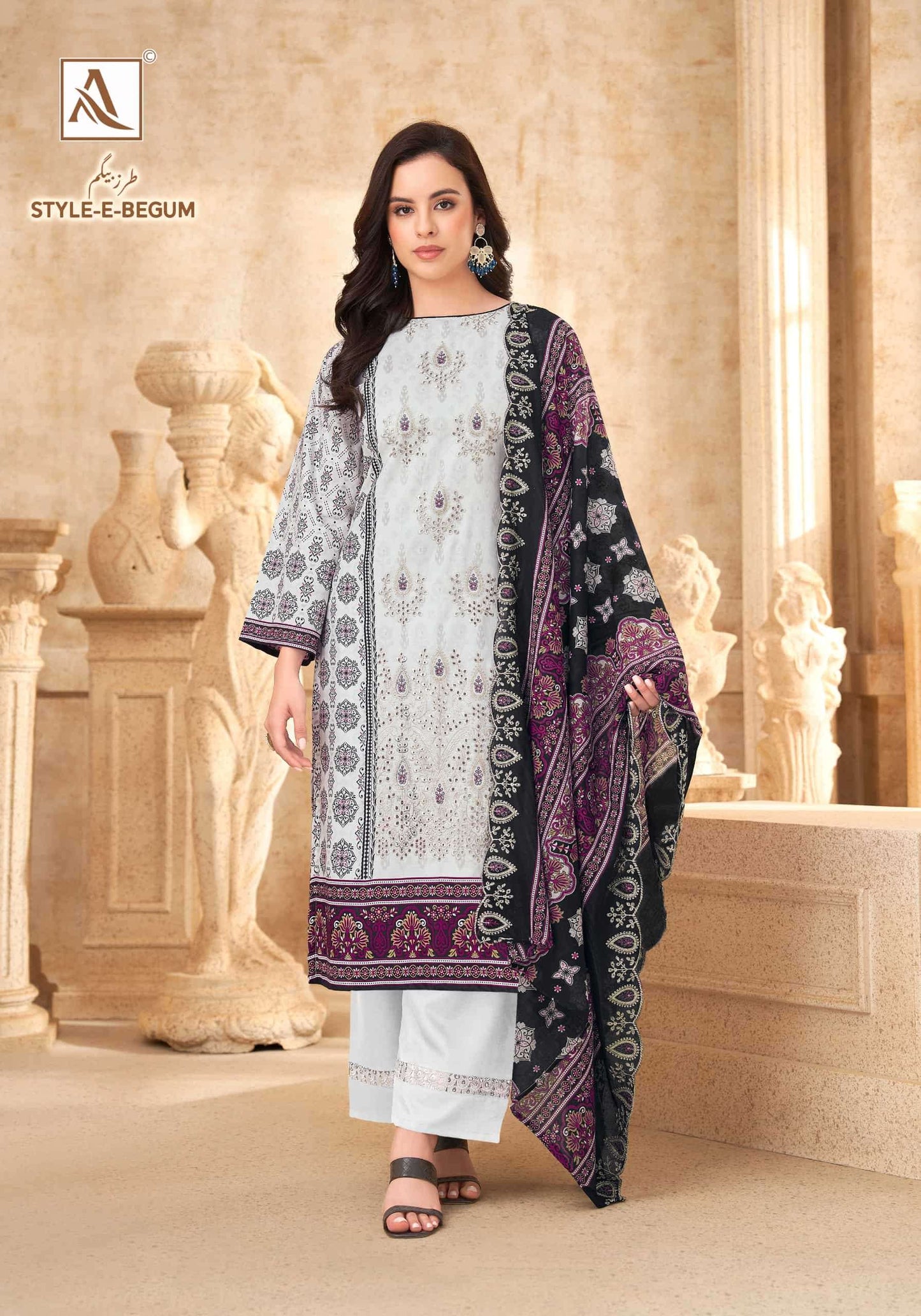 Alok Style E Begum Pure Cambric Cotton Dress Material