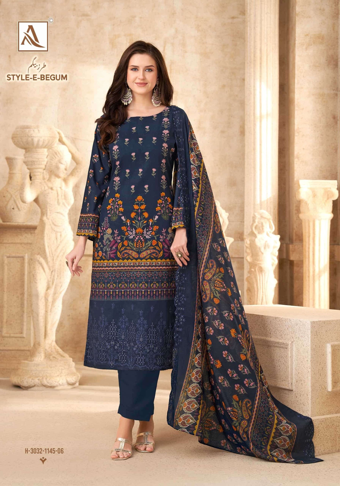 Alok Style E Begum Pure Cambric Cotton Dress Material