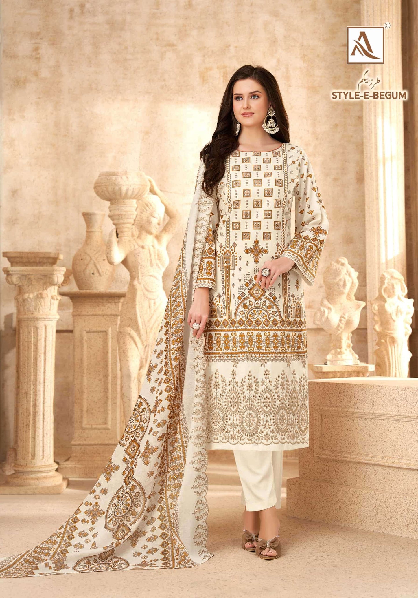 Alok Style E Begum Pure Cambric Cotton Dress Material