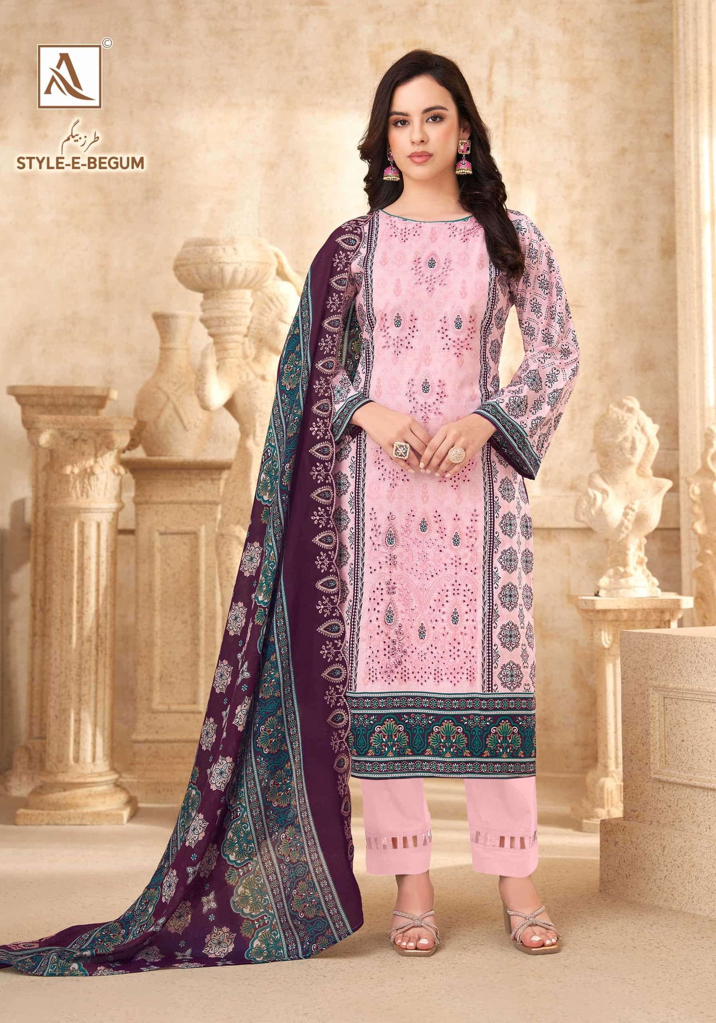 Alok Style E Begum Pure Cambric Cotton Dress Material