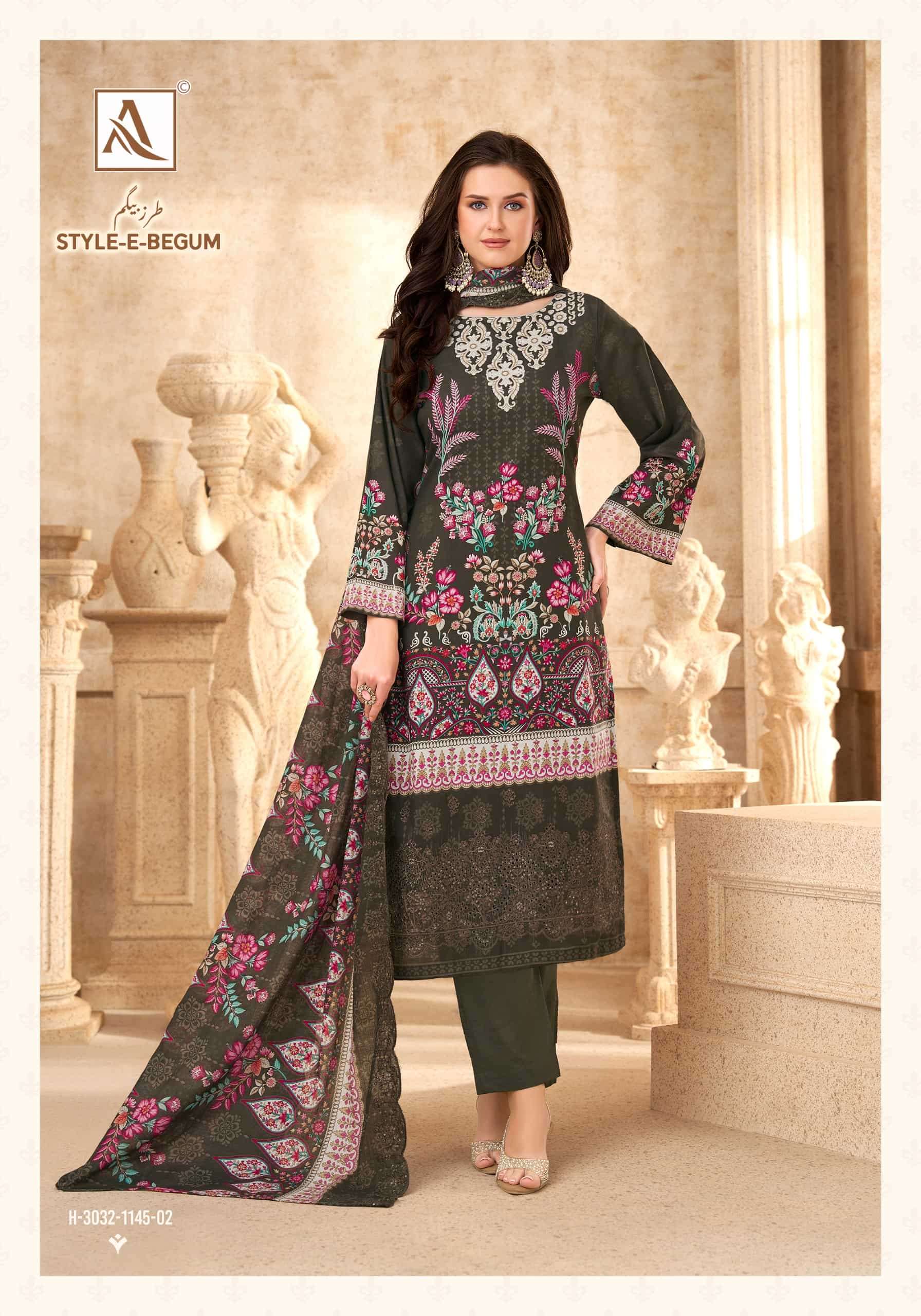 Alok Style E Begum Pure Cambric Cotton Dress Material