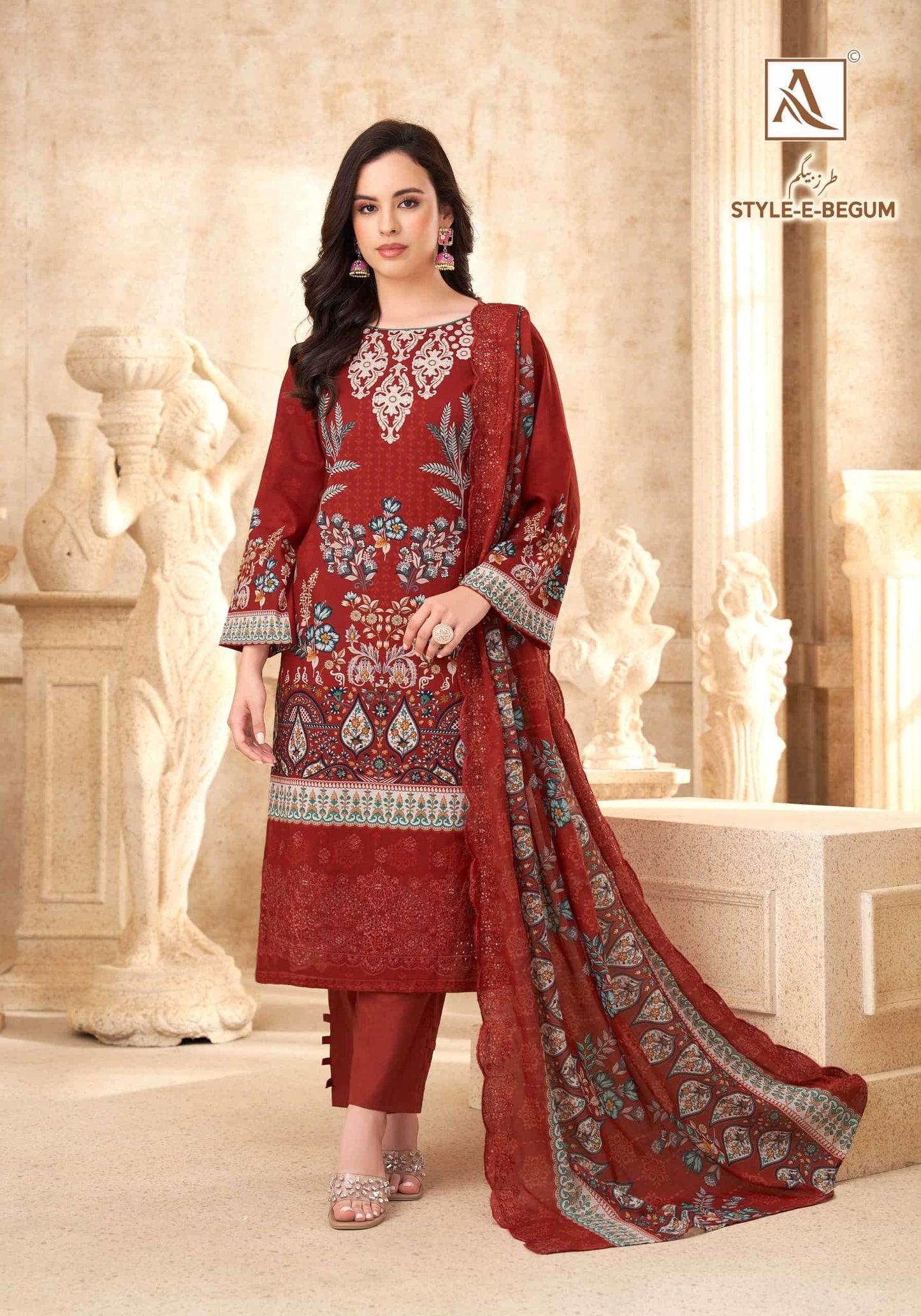 Alok Style E Begum Pure Cambric Cotton Dress Material