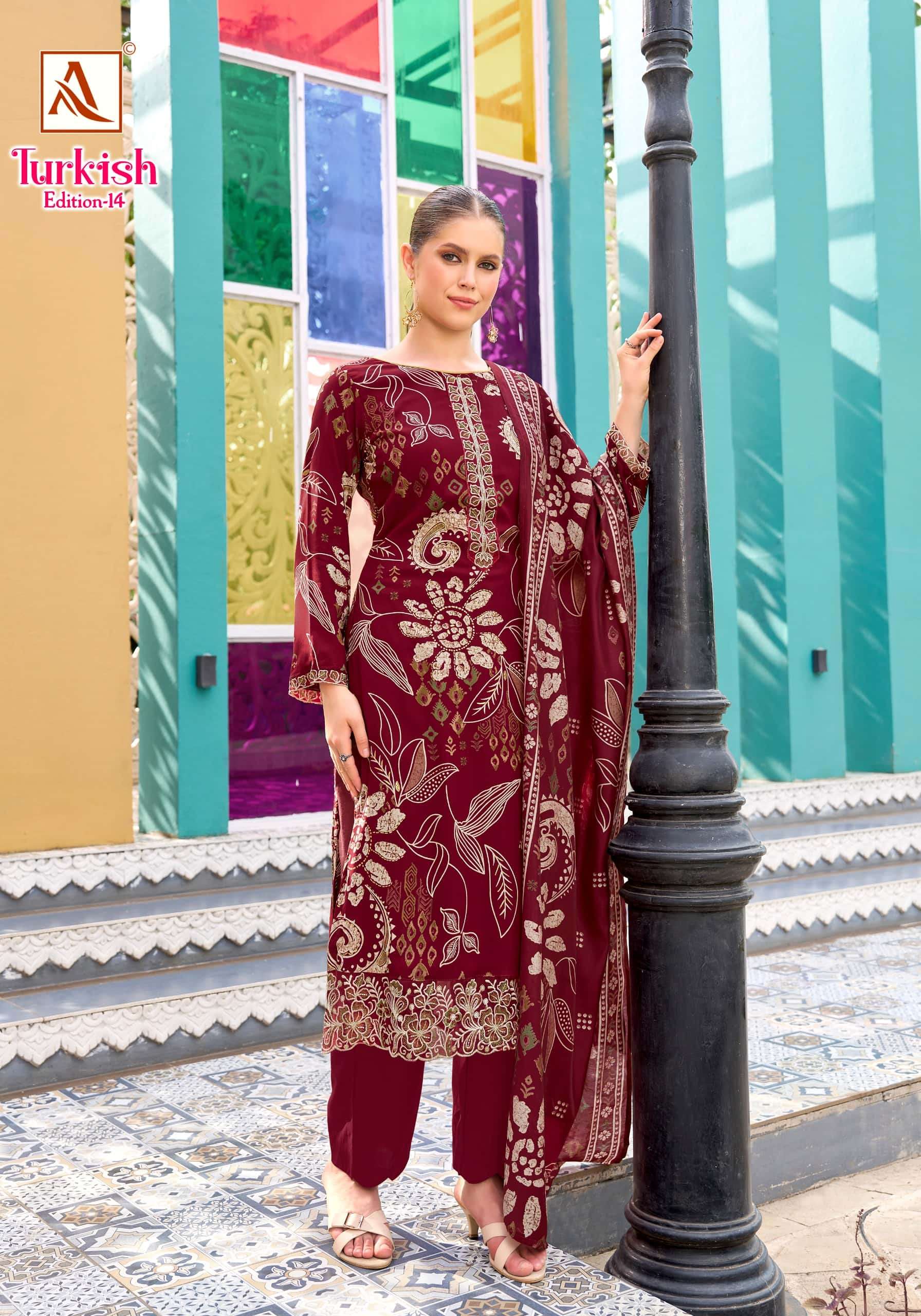 ALOK SUIT TURKISH VOL-14 Viscose Printed Pakistani Suit Set