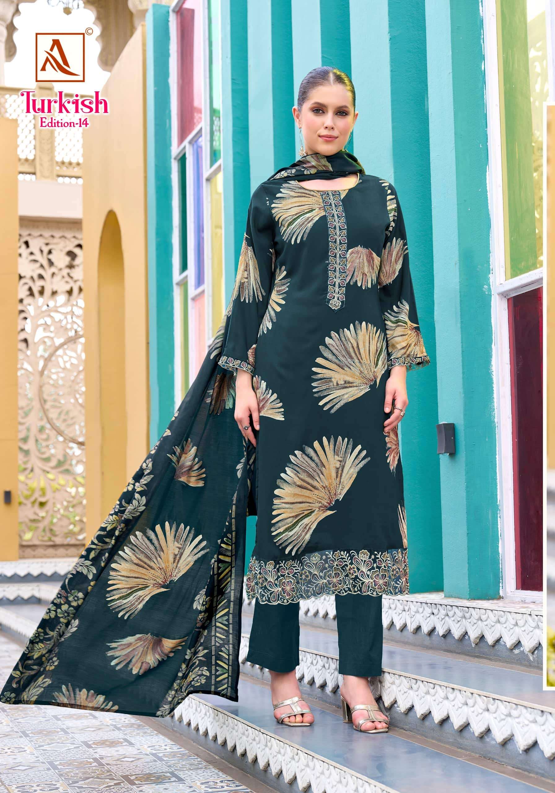 ALOK SUIT TURKISH VOL-14 Viscose Printed Pakistani Suit Set