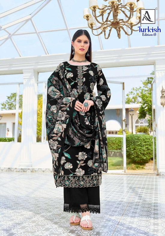 Alok Suit Turkish Vol-15 Viscose Rayon Printed Semi Stitched Pakistani Suit - Amrah Wholesale