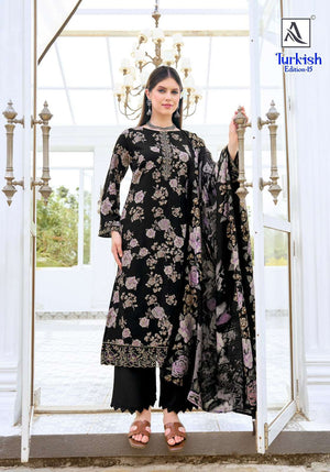 Alok Suit Turkish Vol-15 Viscose Rayon Printed Semi Stitched Pakistani Suit - Amrah Wholesale
