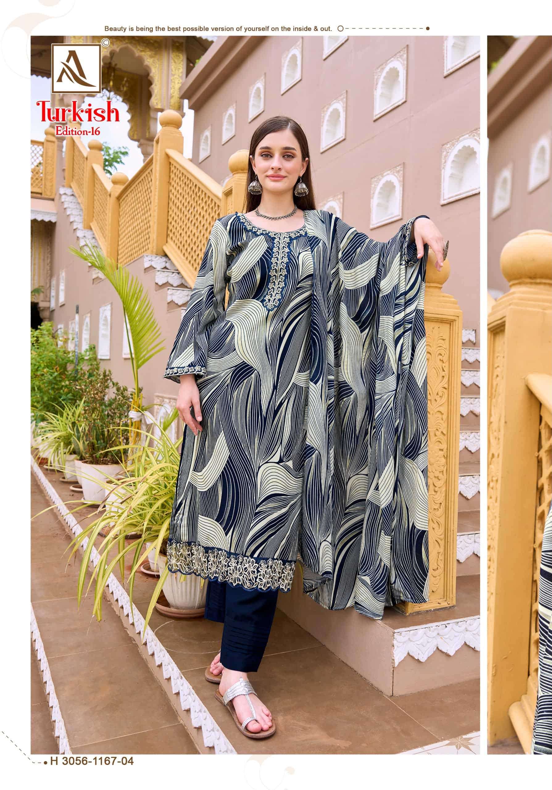 ALOK SUIT TURKISH VOL-16 Viscose Rayon Printed Pakistani Suit