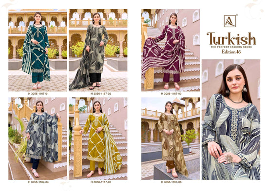 ALOK SUIT TURKISH VOL-16 Viscose Rayon Printed Pakistani Suit