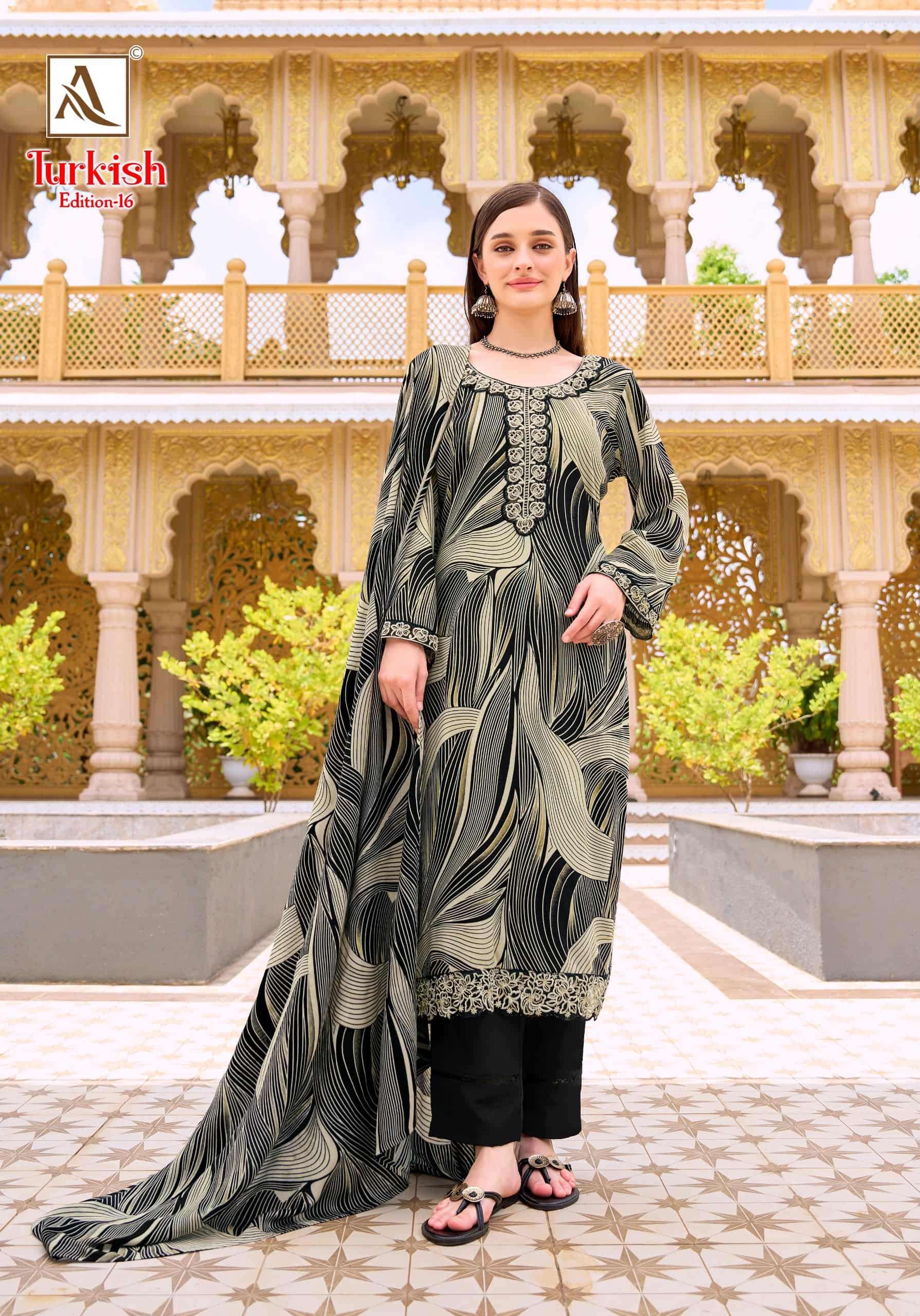 ALOK SUIT TURKISH VOL-16 Viscose Rayon Printed Pakistani Suit