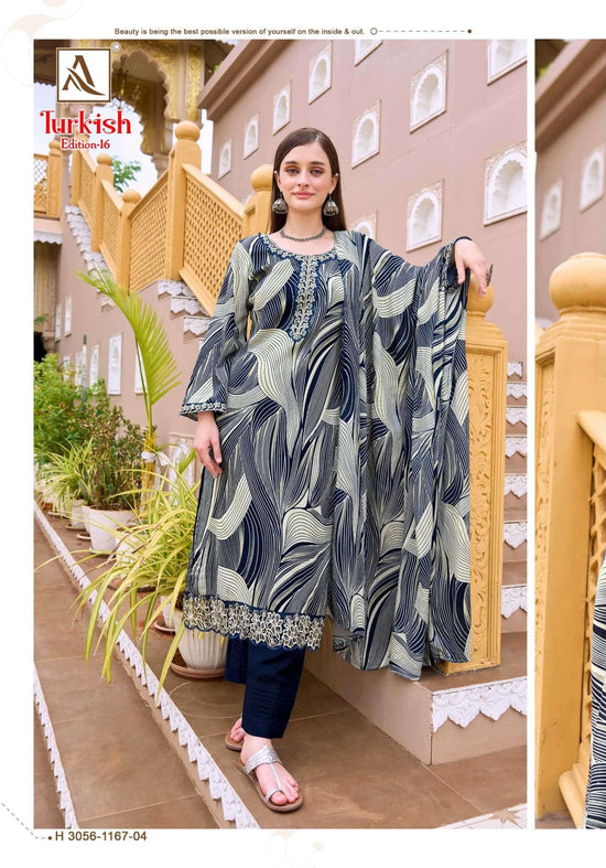 ALOK SUIT TURKISH VOL-16 Viscose Rayon Printed Pakistani Suit - Amrah Wholesale