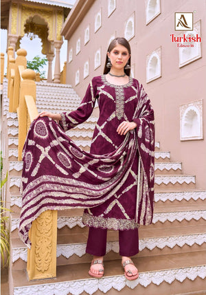 ALOK SUIT TURKISH VOL-16 Viscose Rayon Printed Pakistani Suit - Amrah Wholesale