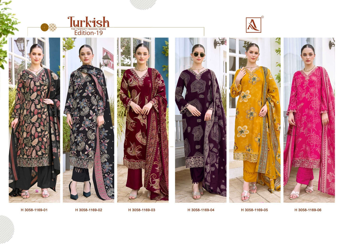 Alok Suit Turkish Vol-19 01 To 06 Viscose Rayon Printed Pakistani Suit