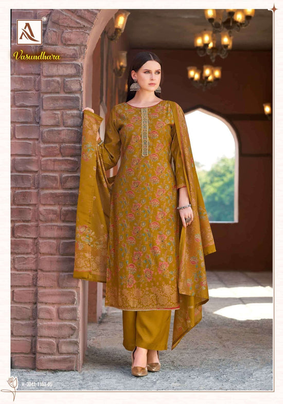Alok Suit Vasundhara Viscose Modal Embroidered Dress Material - Amrah Wholesale