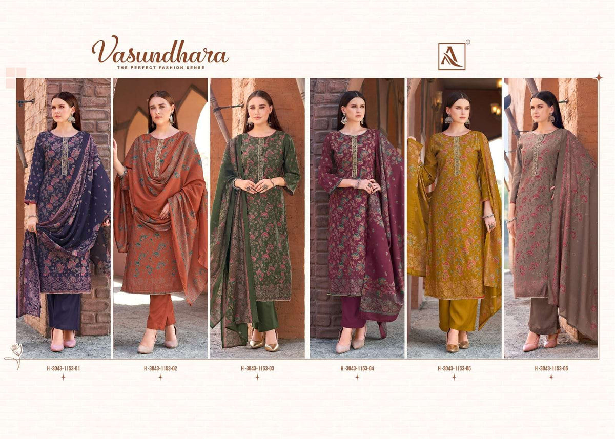 Alok Suit Vasundhara Viscose Modal Embroidered Dress Material - Amrah Wholesale