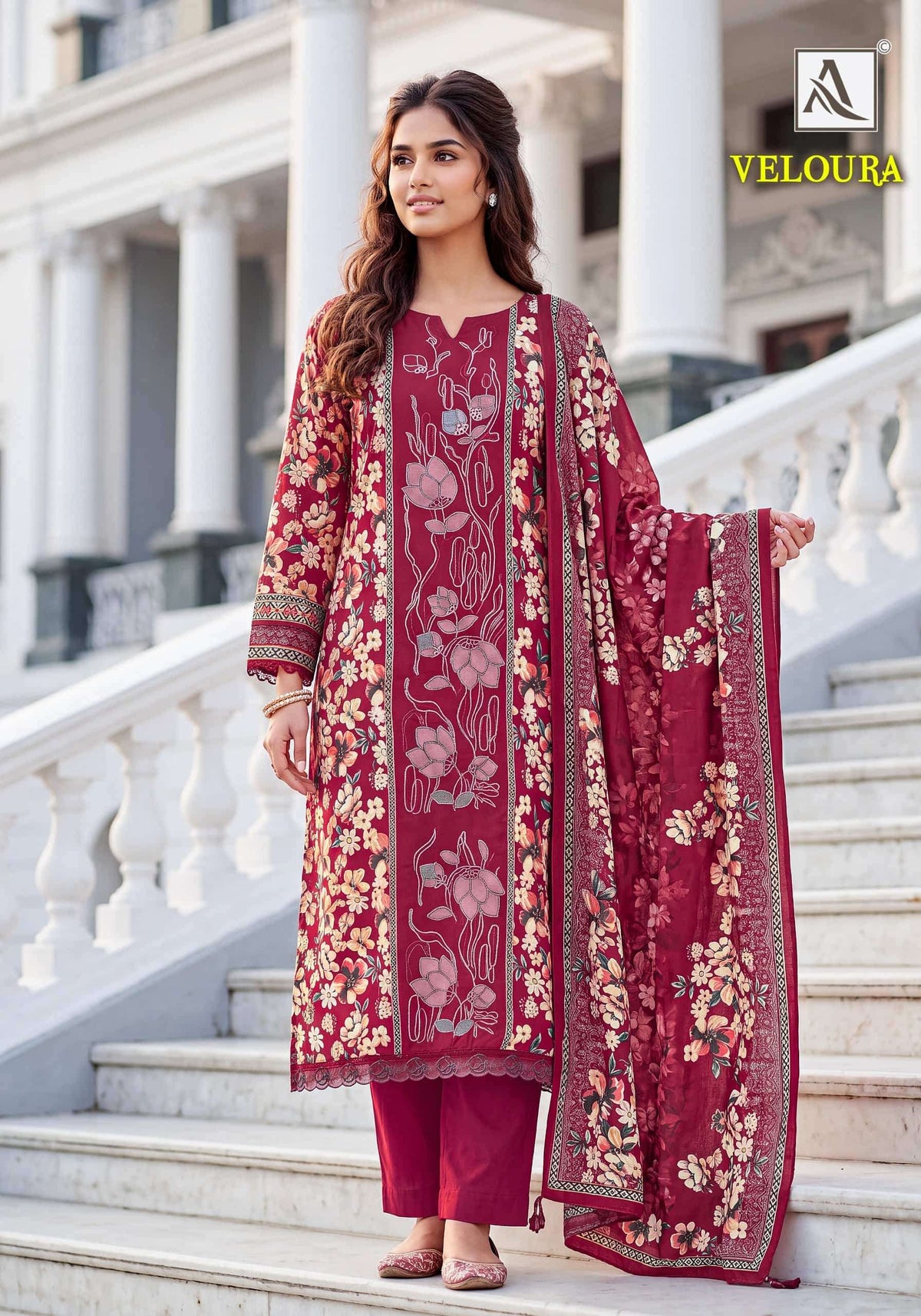 Alok Suit Veloura Viscose Rayon Printed Pakistani Salwar Suit