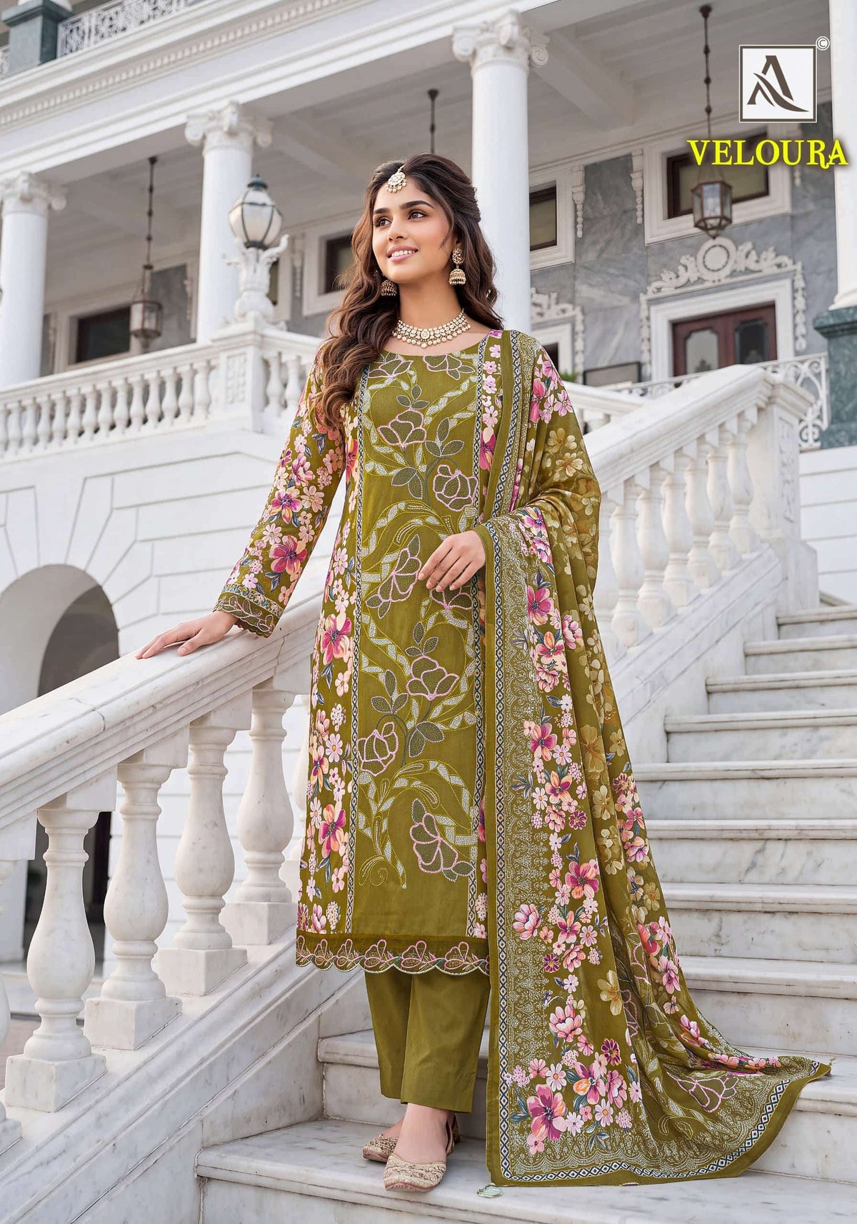 Alok Suit Veloura Viscose Rayon Printed Pakistani Salwar Suit