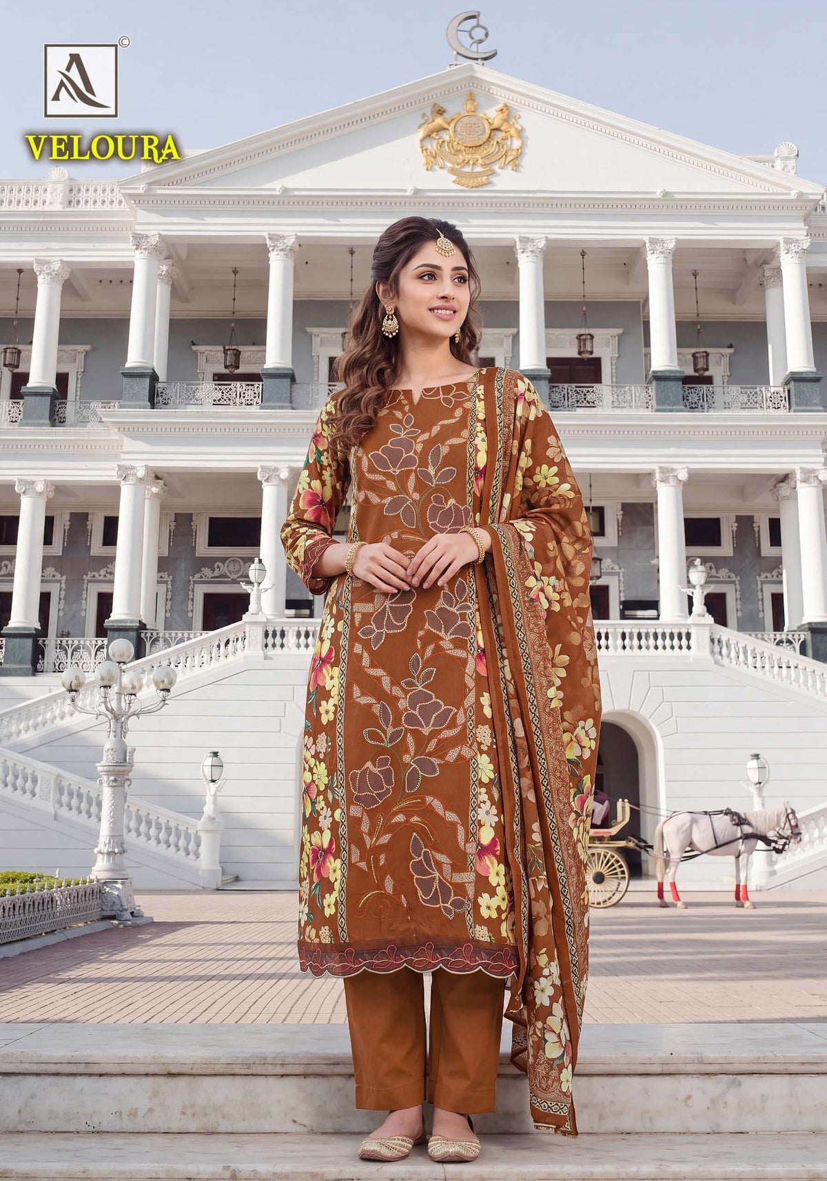 Alok Suit Veloura Viscose Rayon Printed Pakistani Salwar Suit