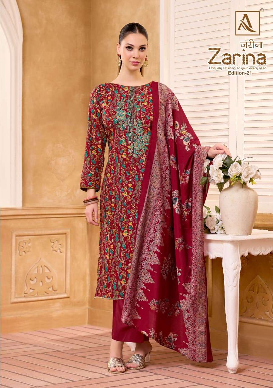 Alok Suit Zarina Vol-21 Viscose Rayon Floral Printed Dress Material