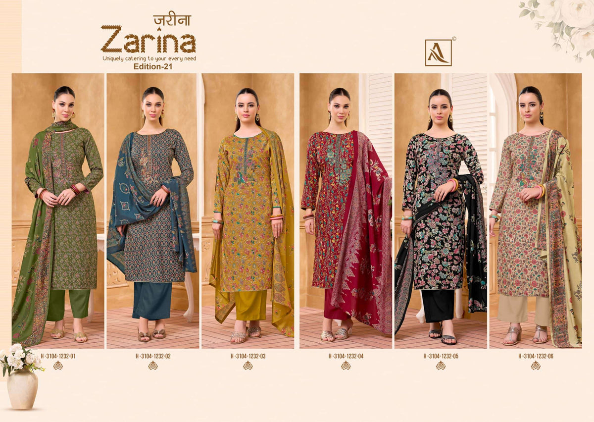 Alok Suit Zarina Vol-21 Viscose Rayon Floral Printed Dress Material