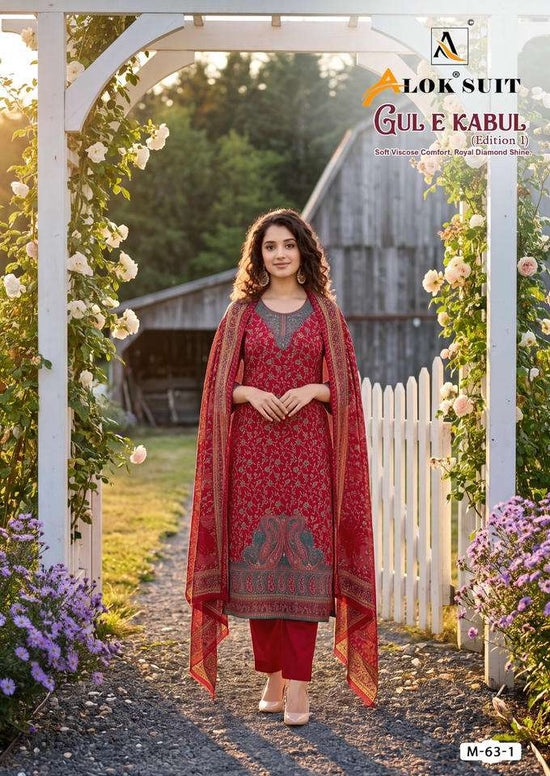 Alok Suits Gul E Kabul Viscose Printed Dress Material