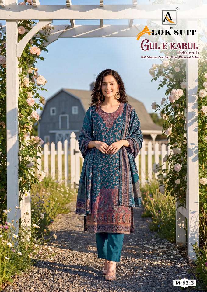 Alok Suits Gul E Kabul Viscose Printed Dress Material