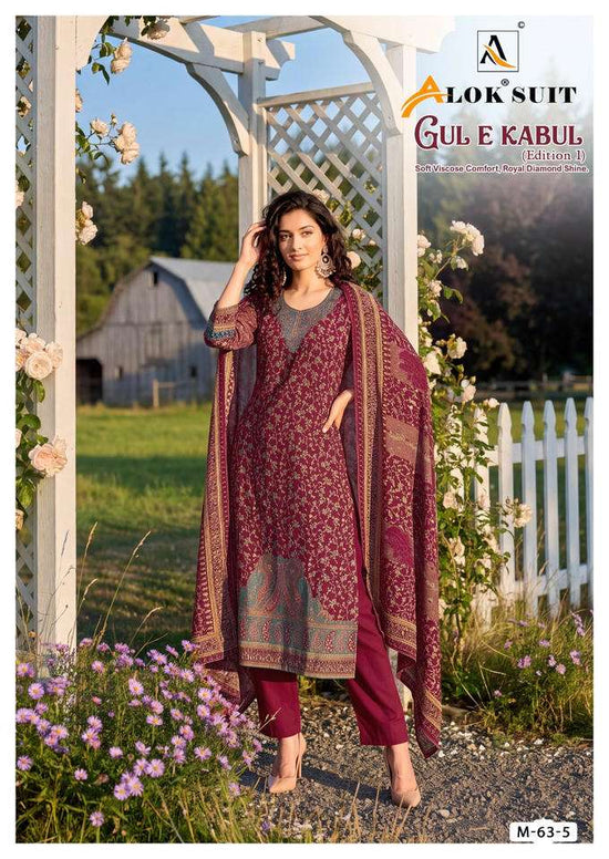 Alok Suits Gul E Kabul Viscose Printed Dress Material