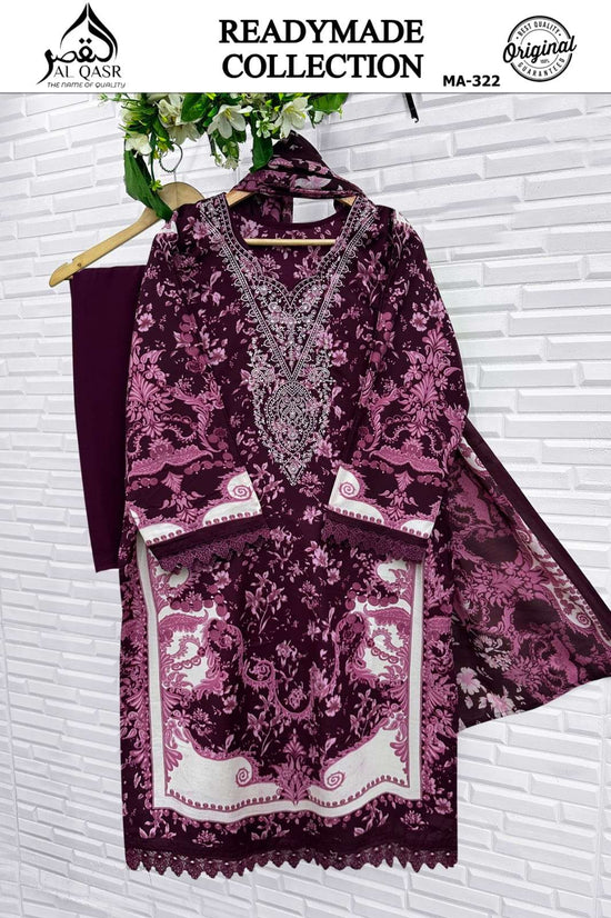 Al Qasr MA-324 Rayon Cotton Stitched Pakistani Suit Set