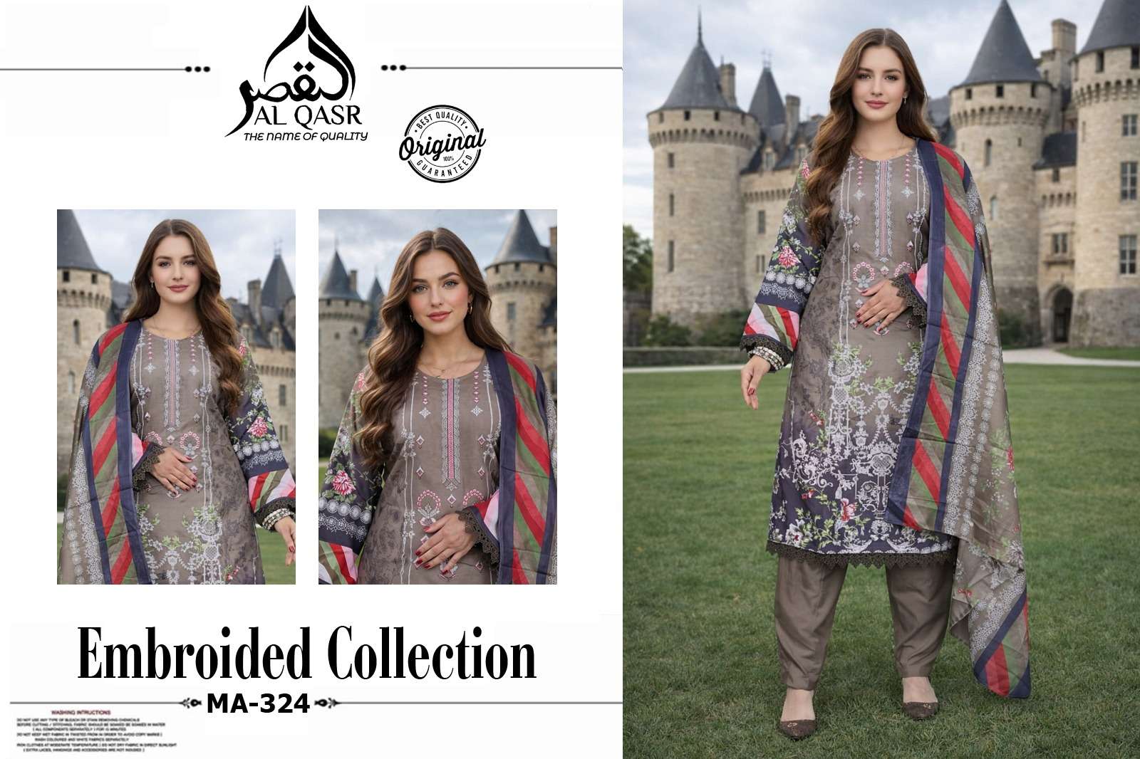Al Qasr MA-324 Rayon Cotton Stitched Pakistani Suit Set