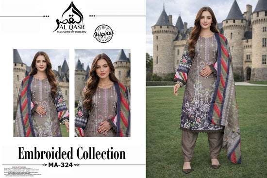 Al Qasr MA-324 Rayon Cotton Stitched Pakistani Suit Set