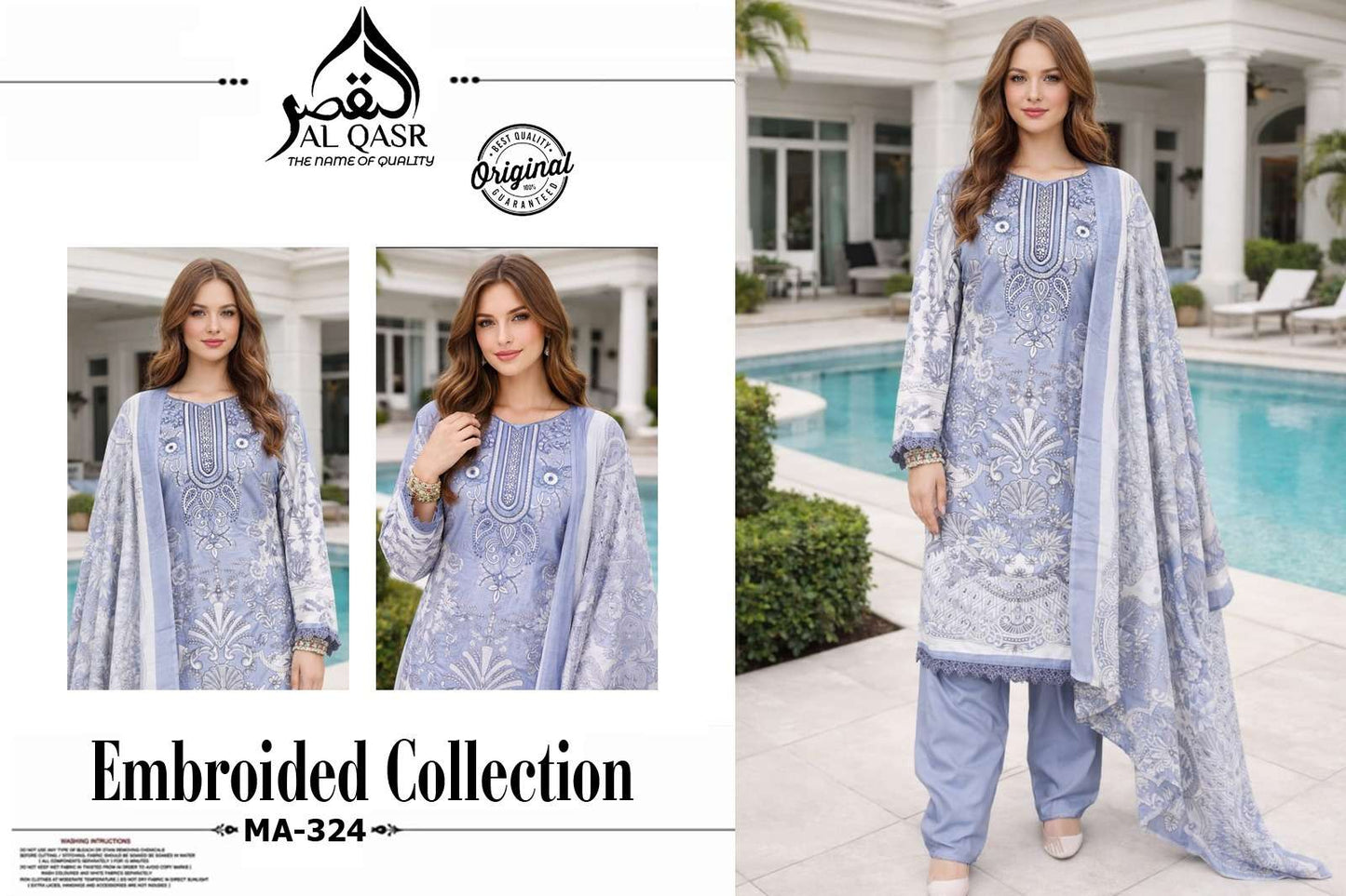 Al Qasr MA-324 Rayon Cotton Stitched Pakistani Suit Set
