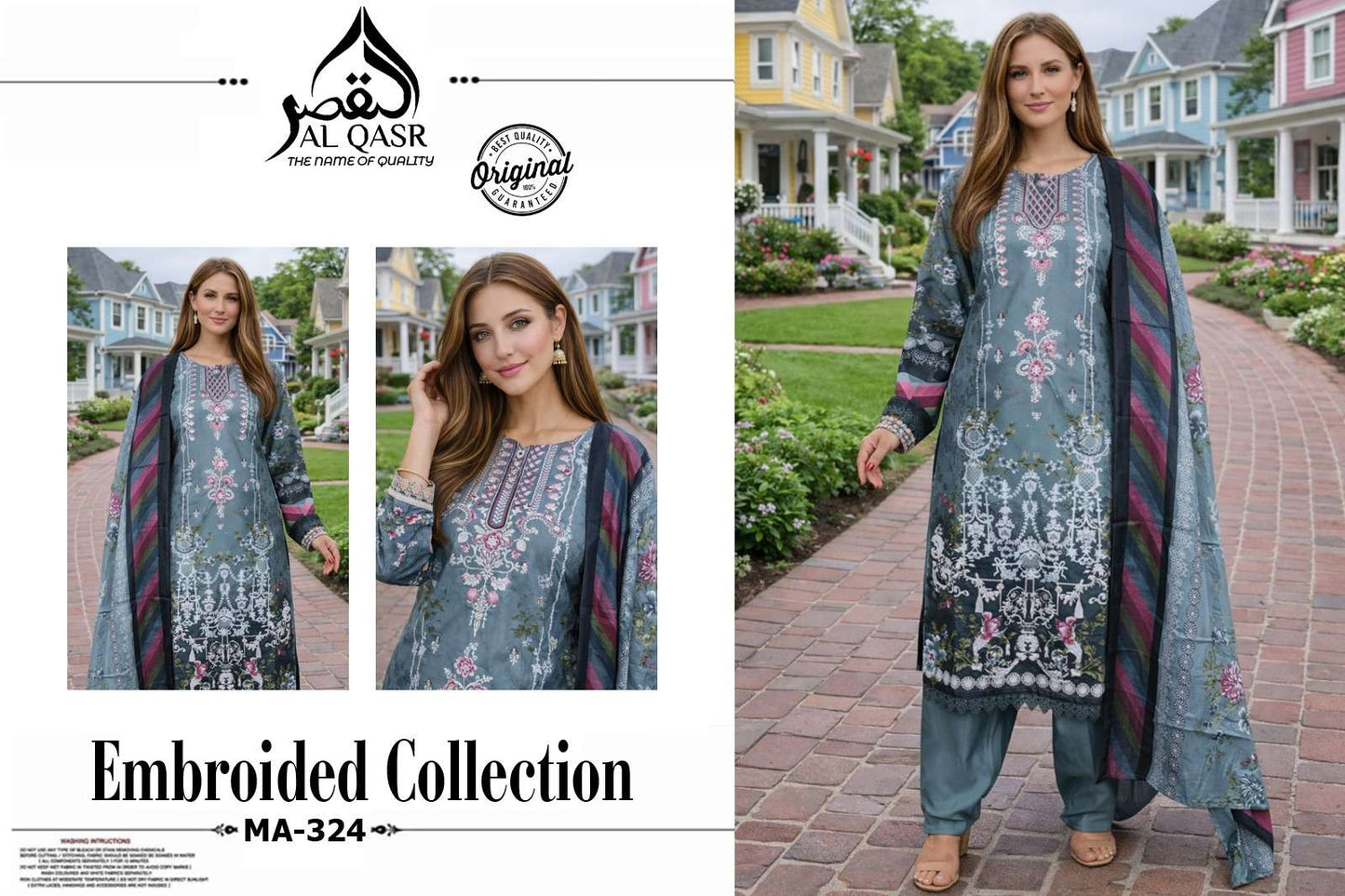 Al Qasr MA-324 Rayon Cotton Stitched Pakistani Suit Set