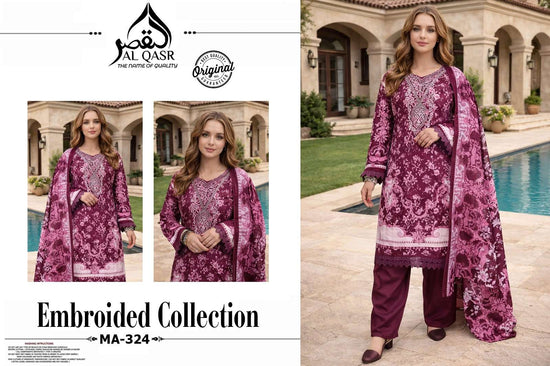 Al Qasr MA-324 Rayon Cotton Stitched Pakistani Suit Set