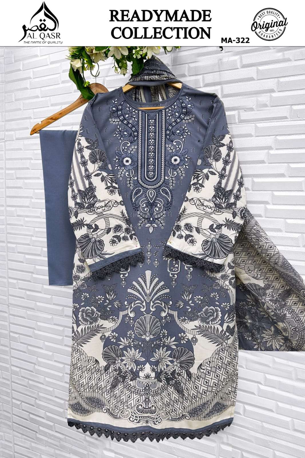 Al Qasr MA-324 Rayon Cotton Stitched Pakistani Suit Set