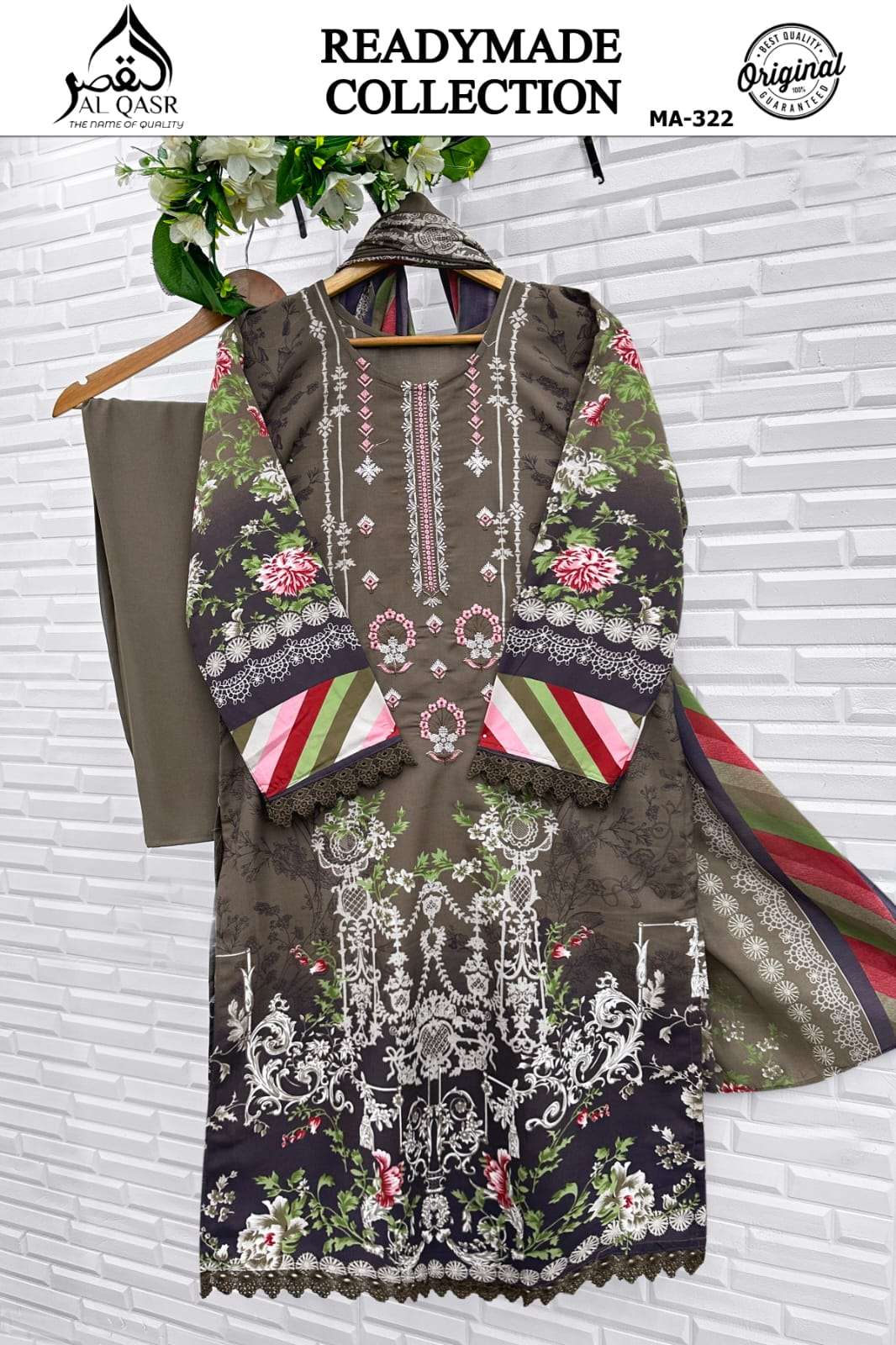 Al Qasr MA-324 Rayon Cotton Stitched Pakistani Suit Set