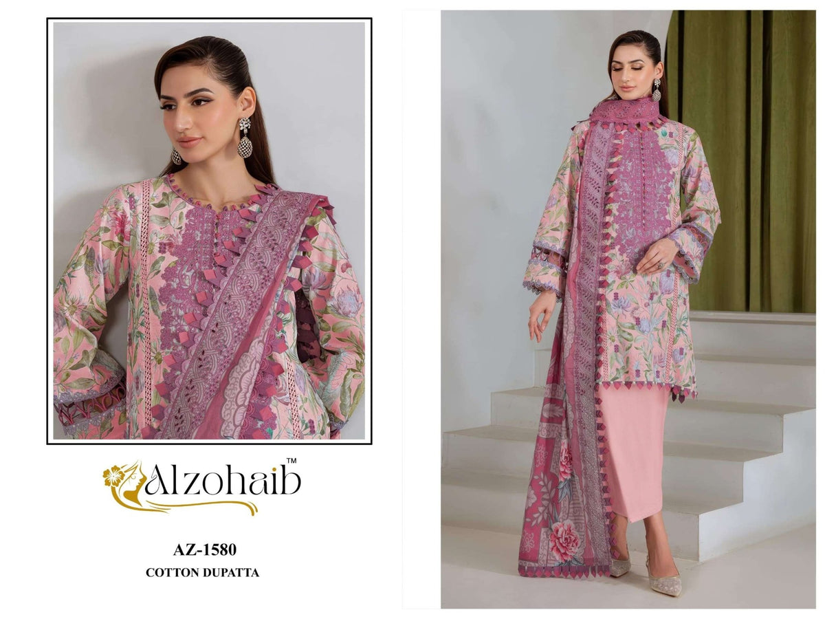 ALZOHAIB AIZA VOL-1 Cotton Embroidery Pakistani Suit Set - Amrah Wholesale
