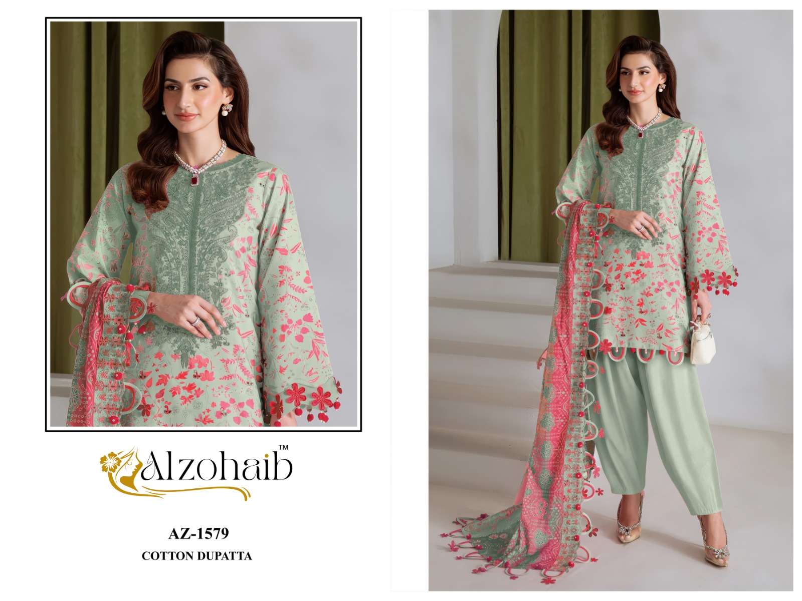 ALZOHAIB AIZA VOL-1 Cotton Embroidery Pakistani Suit Set - Amrah Wholesale