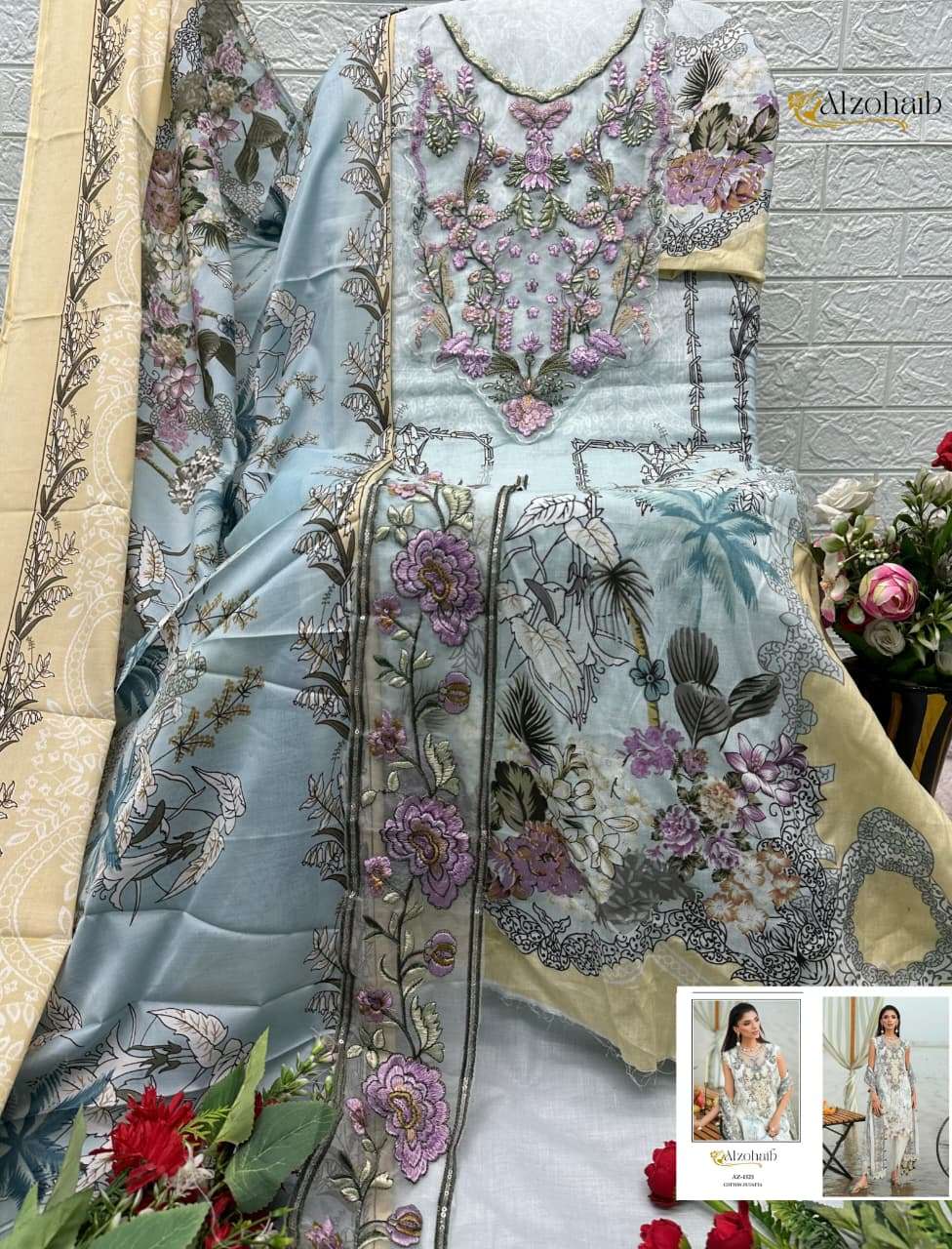 Alzohaib Aqila Vol 1 Cotton Printed Pakistani Suit - Amrah Wholesale