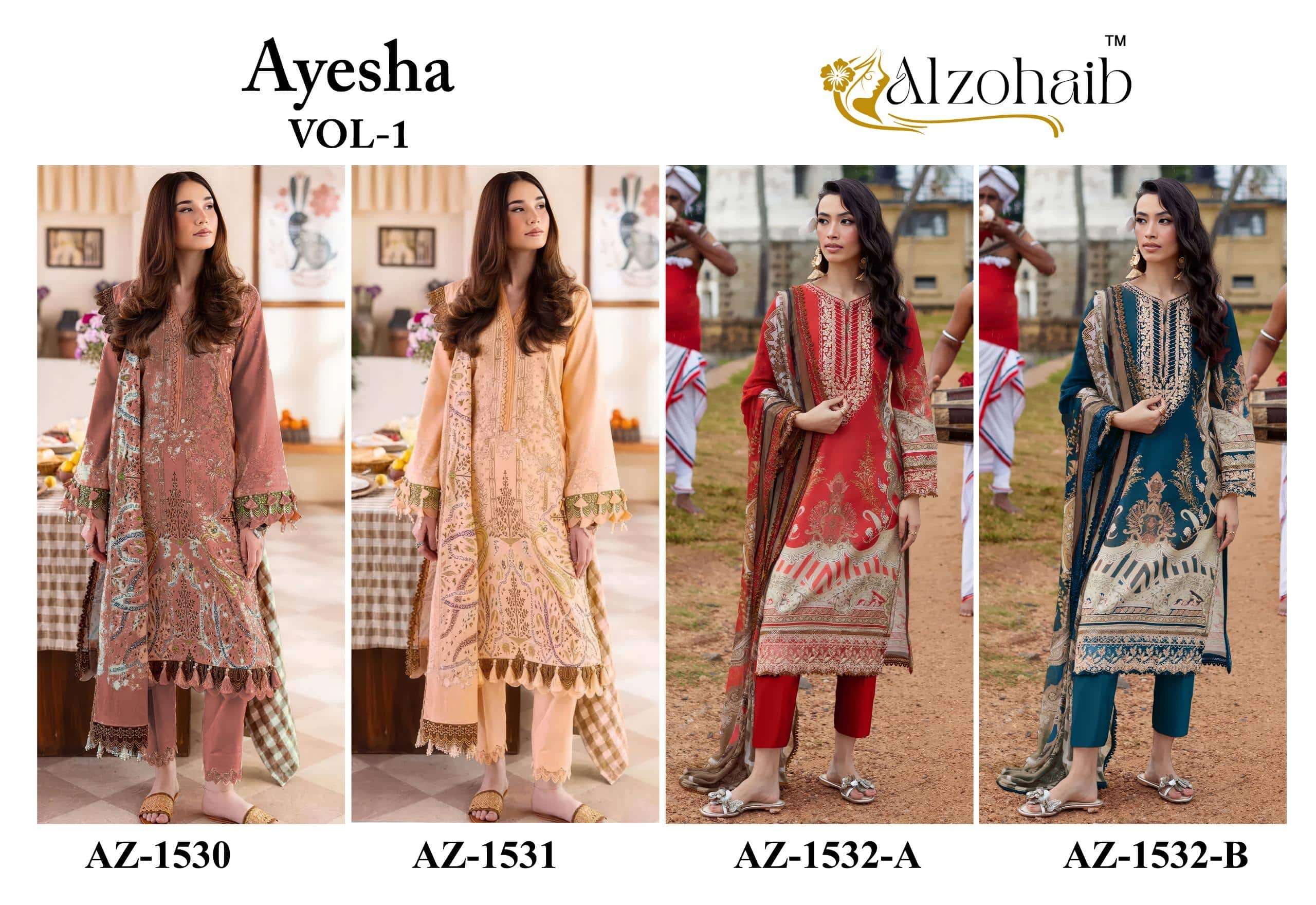 ALZOHAIB AYESHA VOL-1 Cotton Printed Embroidery Pakistani Suit