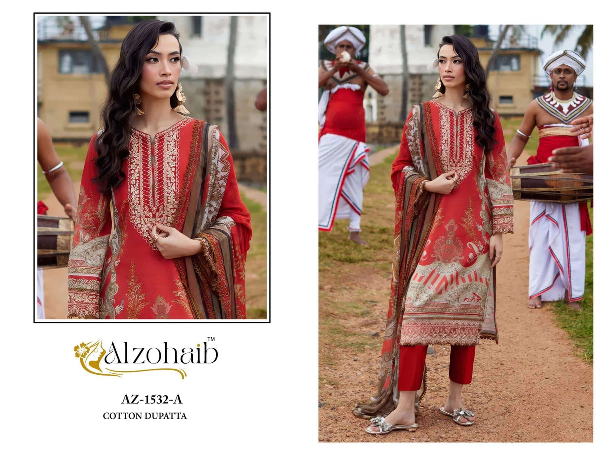 ALZOHAIB AYESHA VOL - 1 Cotton Printed Embroidery Pakistani Suit - Amrah Wholesale