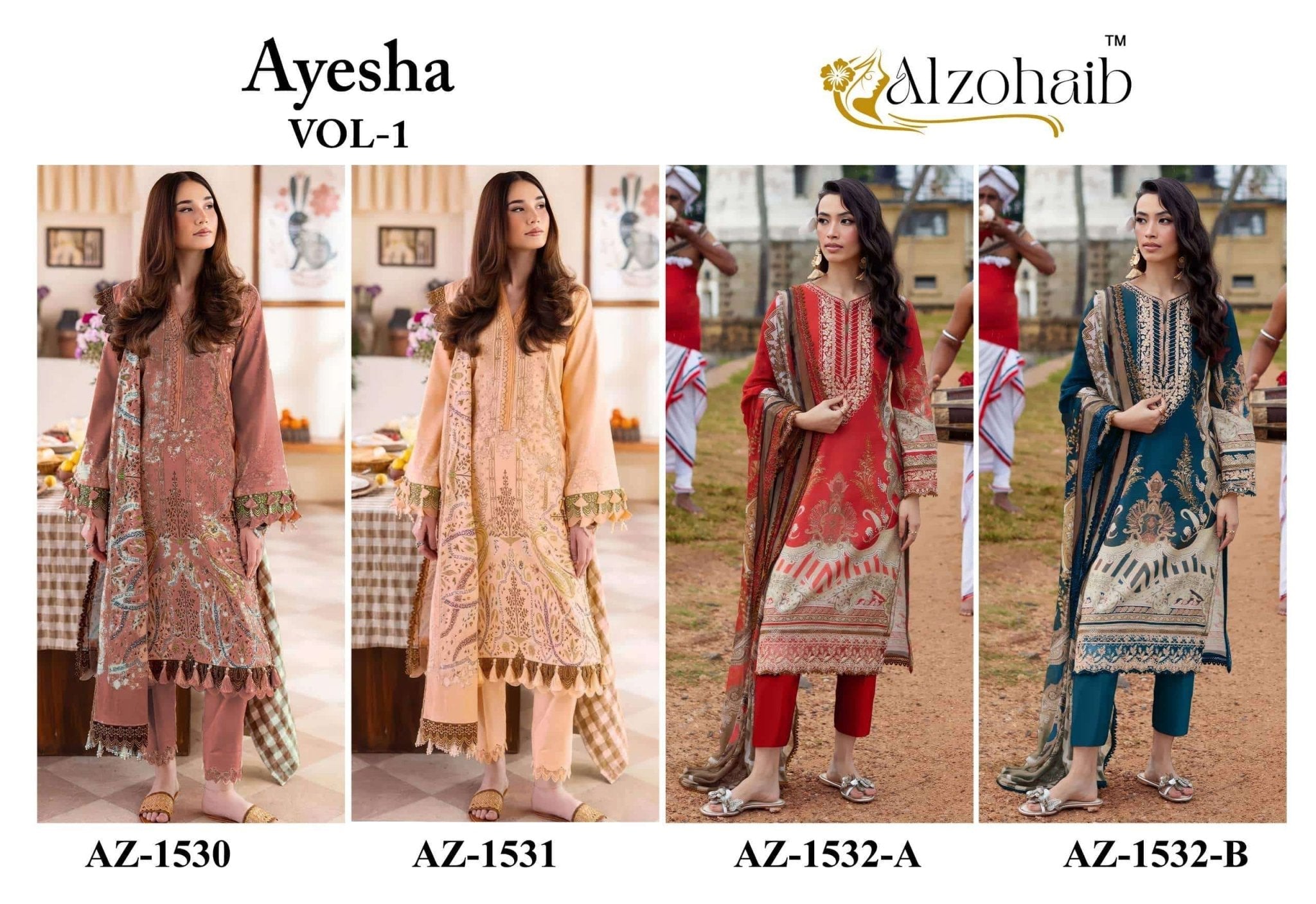 ALZOHAIB AYESHA VOL - 1 Cotton Printed Embroidery Pakistani Suit - Amrah Wholesale
